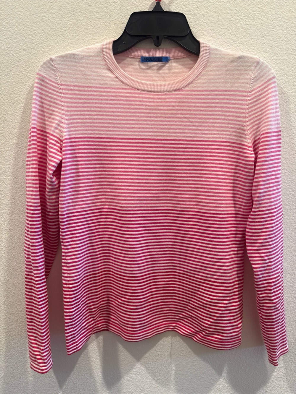 J. McLaughlin Pink and White Striped Lightweight Sweater